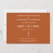 Save The Date Terracotta Rustique moderne main Mariage écrit (Dos)