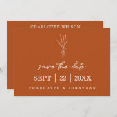 Save The Date Terracotta Rustique moderne main Mariage écrit (Devant / Derrière)