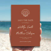 Save The Date Terracotta Shell Beach Océan Destination Mariage