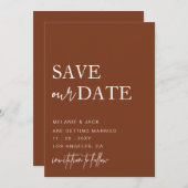 Save The Date Terracotta Simple Calligraphie Enregistrer La Date (Devant / Derrière)