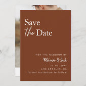 Save The Date Terracotta Simple Calligraphie Photo Enregistrer L (Devant / Derrière)