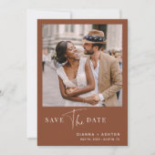 Save The Date Terracotta Simple moderne Script Mariage Photo (Devant)