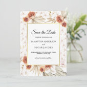 Save The Date Terracotta Tropicale de Fleurs Séchées (Debout devant)