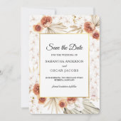 Save The Date Terracotta Tropicale de Fleurs Séchées (Devant)