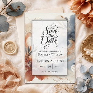 Save The Date Terracotta Twilight et Navy Blooms Enregistrez la