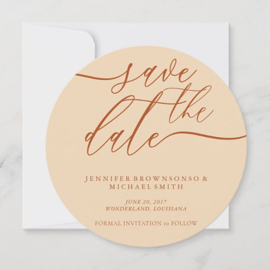 Save The Date Terracotta Wedding Save Date Photo Calligraphy (Devant)