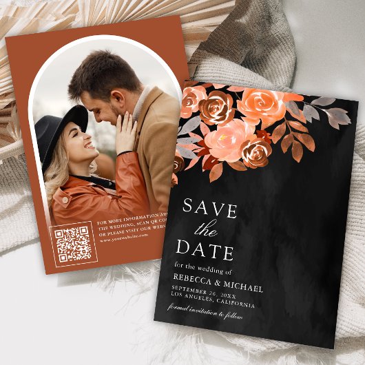 Save The Date Terrain Terrain Floral Mariage Photo Noir