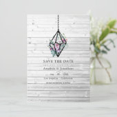 Save The Date Terrarium Floral Pastel Rustique Mariage Jardin (Debout devant)