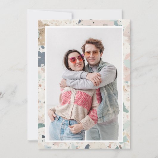 Save The Date Terrazzo Pastel Couleurs Retro Arch Mariage Photo (Dos)