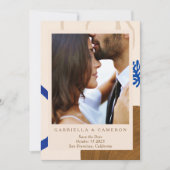 Save The Date Terre Abstrait Automne Neutrals Mariage photo bleu (Devant)