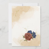 Save The Date terre cuite bleu marine floral vert (Dos)