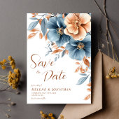 Save The Date Terre cuite bleue poussière Jardin Élégant Mariage