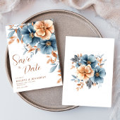 Save The Date Terre cuite bleue poussière Jardin Élégant Mariage