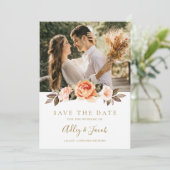 Save The Date Terre cuite Bohème Fleurs d'automne Orange Brûlé M (Debout devant)