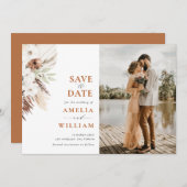 Save The Date terre cuite pampas mariage floral Enregistrer la d (Devant / Derrière)