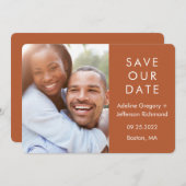 Save The Date TERRE CUITE Photo de mariage de couple moderne (Devant / Derrière)