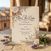 Save The Date Terre cuite Rose Rustique Bohème Romantique
