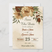 Save The Date terre cuite rustique fleurie botanique (Devant)