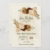 Save The Date terre cuite tonalité de terre mariage vert fleuri (Devant / Derrière)