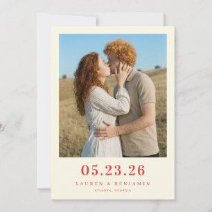Save The Date Terre Romantique Rouge Photo