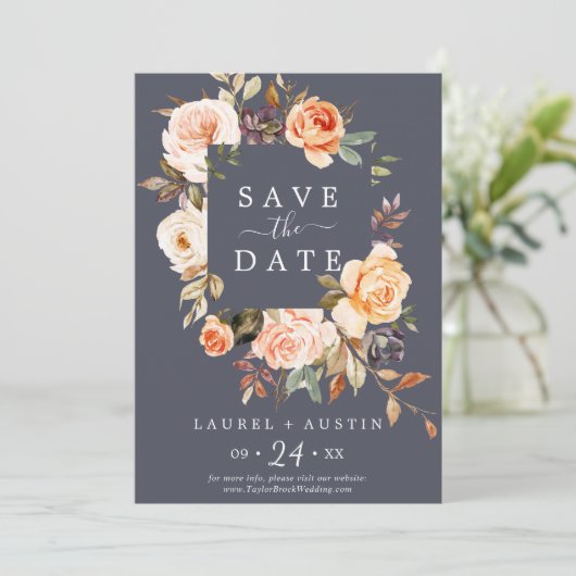 Save The Date Terre rustique | Purple Enregistrer la date de l'a (Debout devant)