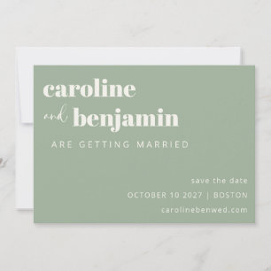 Save The Date Terre Sage Vert Minimaliste Moderne Mariage Simple