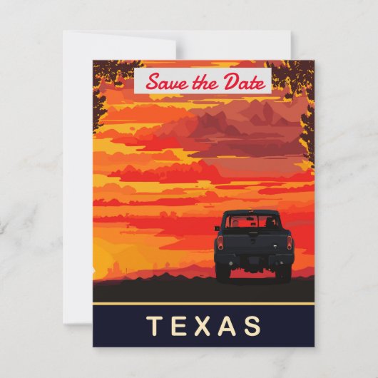 Save The Date Texas, conduite de camionnette sur Sunset,  (Devant)
