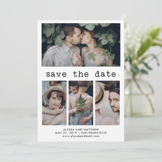 Save The Date Texte de machine à écrire simple Enregistrer la da (Debout devant)
