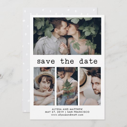 Save The Date Texte de machine à écrire simple Enregistrer la da (Devant / Derrière)
