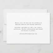 Save The Date Texte de script photo élégant mariage moderne (Dos)