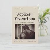 Save The Date Texte de style machine à écrire rétro Photo de mar (Debout devant)