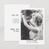 Save The Date  Texte élégant simple & Photo | Mariage  (Devant / Derrière)