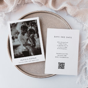 Save The Date Texte et photo simple et élégant   Code QR Mariage
