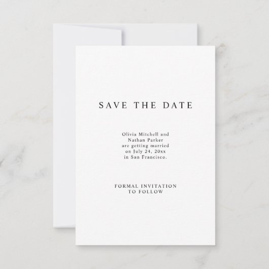 Save The Date Texte et photo simple et élégant | Mariage Enregis (Dos)