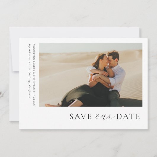 Save The Date Texte latéral photo minimal moderne (Devant)