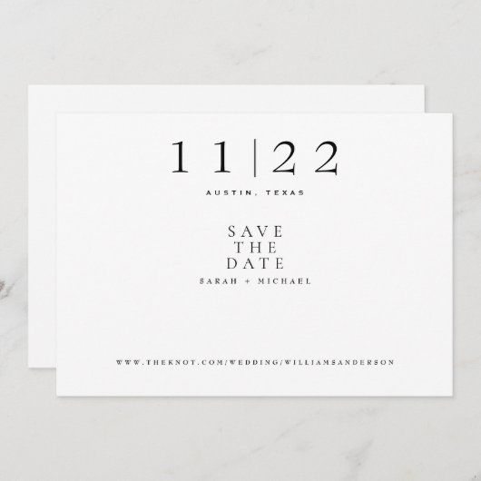 Save The Date Texte moderne simple Mariage uniquement horizontal (Devant / Derrière)