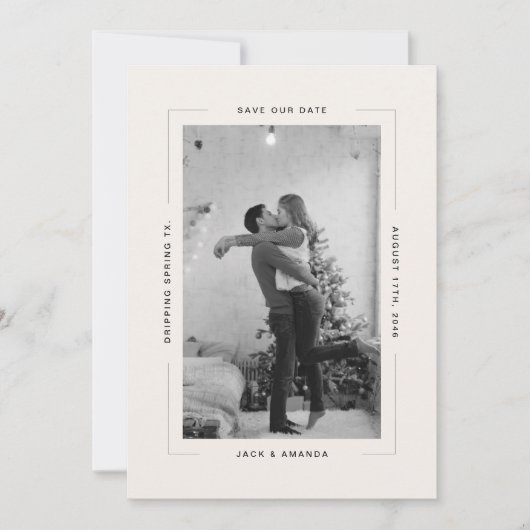 Save The Date Texte simple et photo Mariage enregistrer la date (Devant)
