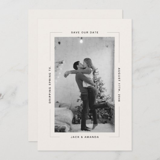 Save The Date Texte simple et photo Mariage enregistrer la date (Devant / Derrière)