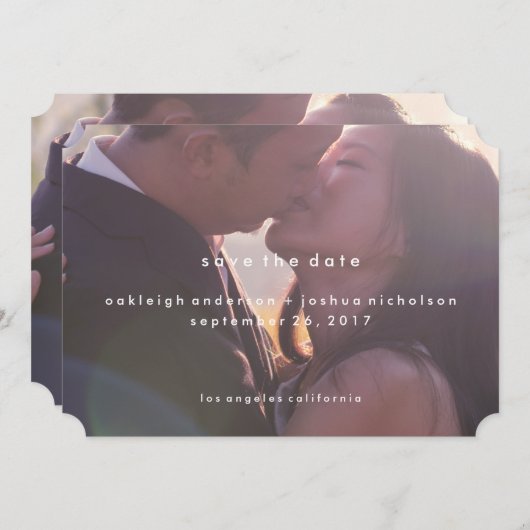 Save The Date Texte simple | Photo moderne Enregistrer la date (Devant / Derrière)
