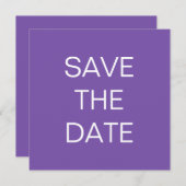 Save The Date Texte Simple Purple Mariage Carré Enregistrer la d (Devant / Derrière)