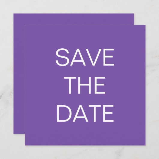 Save The Date Texte Simple Purple Mariage Carré Enregistrer la d (Devant / Derrière)