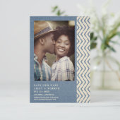 Save The Date Textile de Boho bleu Textile Engagé Couple romanti (Debout devant)