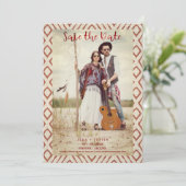 Save The Date Textile rouge Boho Textile Textile Textile Couple (Debout devant)
