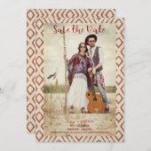 Save The Date Textile rouge Boho Textile Textile Textile Couple (Devant / Derrière)