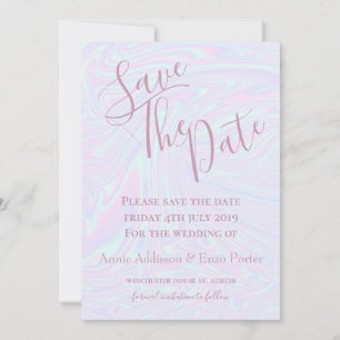 Save The Date Texture à effet holographique faux bleu
