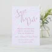 Save The Date Texture à effet holographique faux bleu (Debout devant)