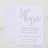 Save The Date Texture à effet holographique faux bleu (Devant / Derrière)