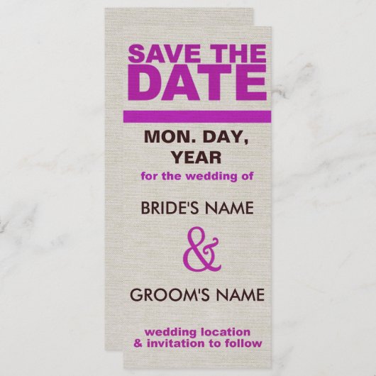 Save The Date Texturé Enregistrer l'invitation de date (Devant / Derrière)