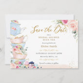 Save The Date Thé dansant floral rose élégant pour la fête de ma (Devant)
