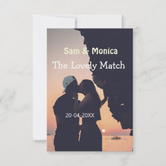 Save The Date the lovely match couple wedding name date simple